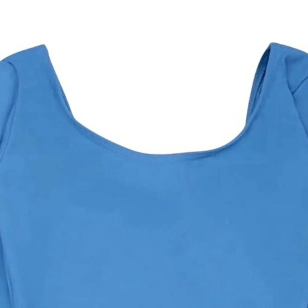 Capezio Childs L 12-14 Leotard Cobalt Blue Long Sleeve Scoop Neck Dance